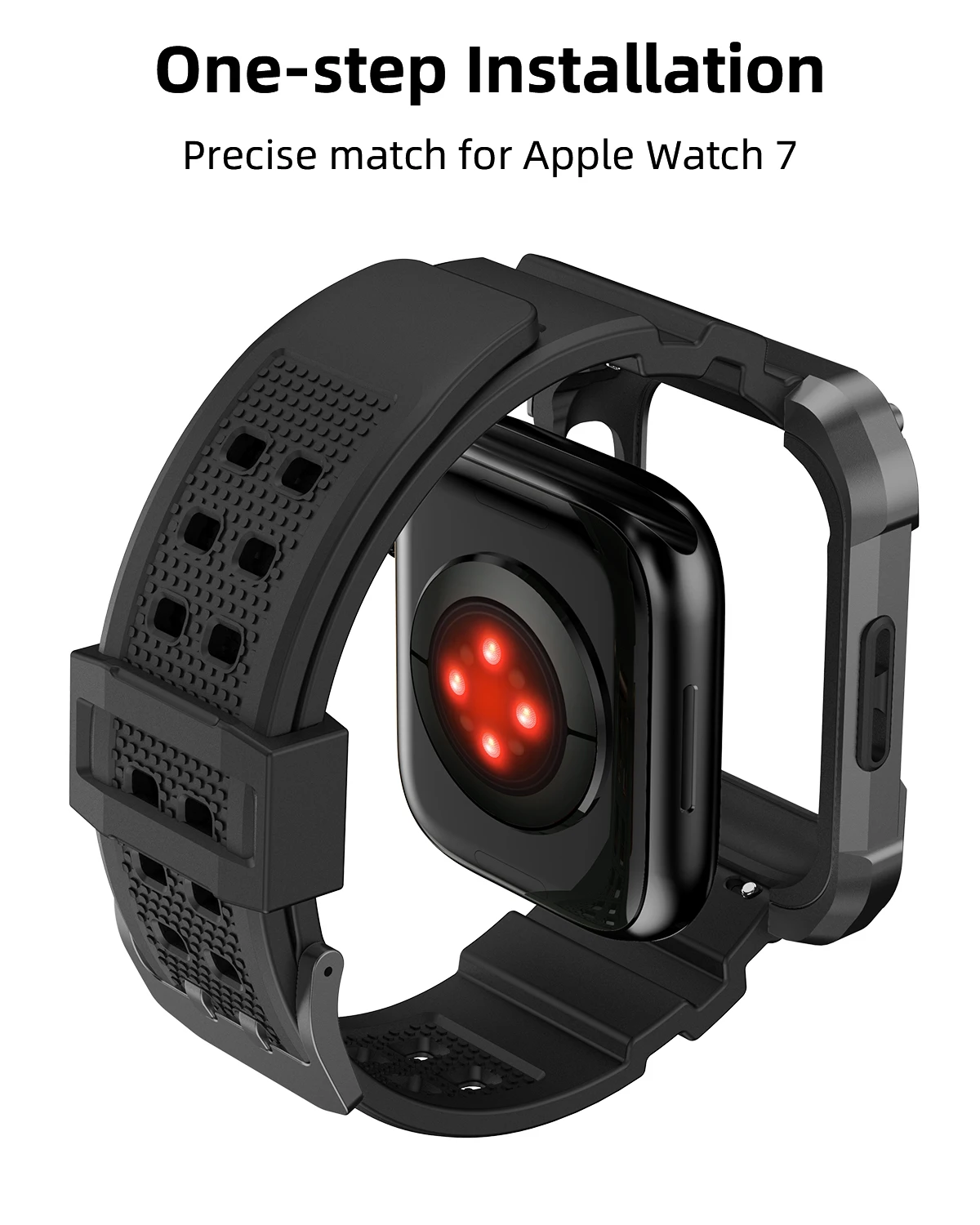 TPU Military Bracelet+Metal Case for Apple Watch Series 7 Strap 45mm Band Stainless Steel Bumper Armor for iWatch SE 6 5 4 44mm