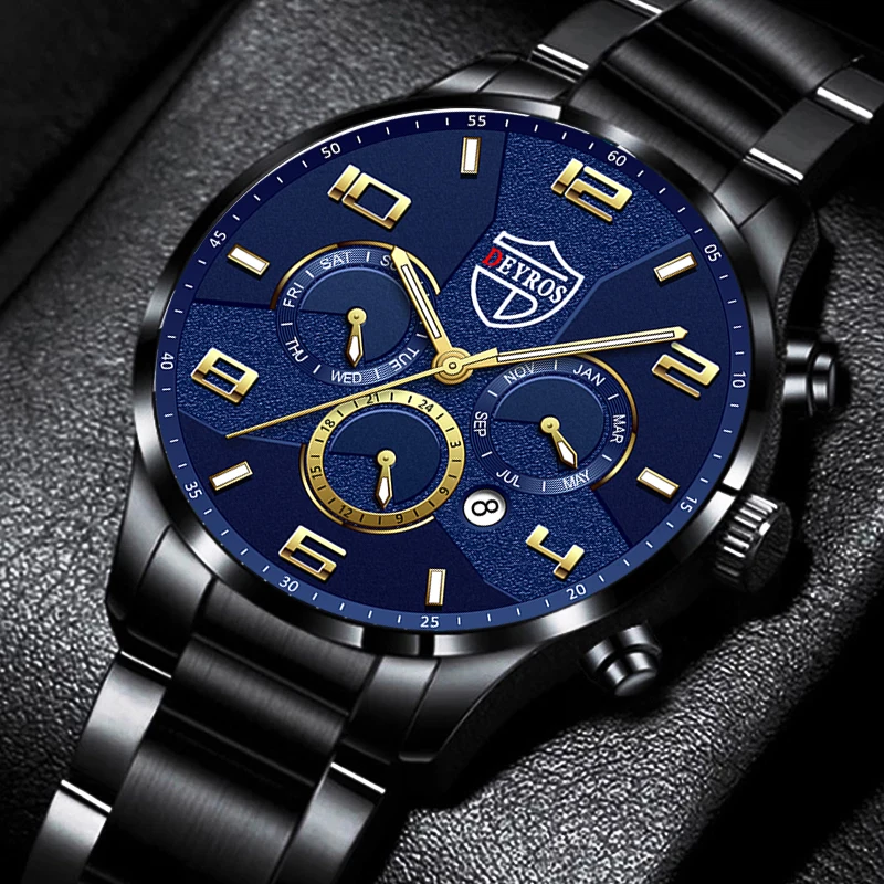 

reloj hombre Fashion Mens Stainless Steel Watches Luxury Men Business Calendar Quartz Watch Luminous Clock relogio masculino