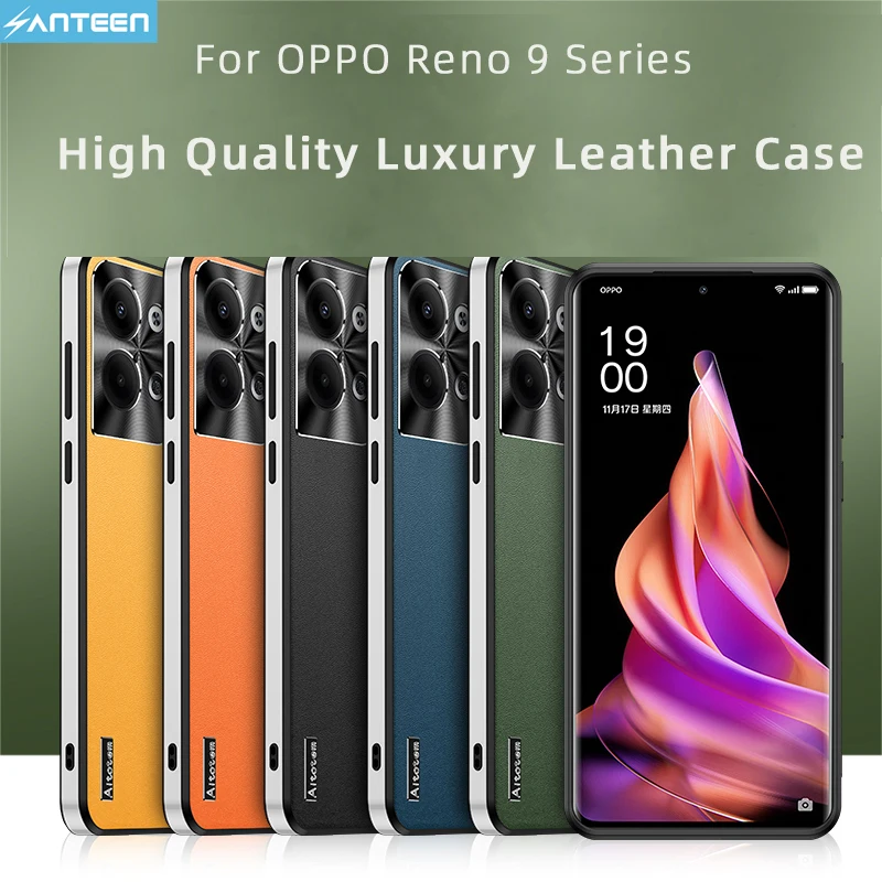 

Anteen Luxury Leather Case for Oppo Reno 9 Pro Plus Shell Starlight Series Camera Protective Plating Pu Shockproof Soft Cover