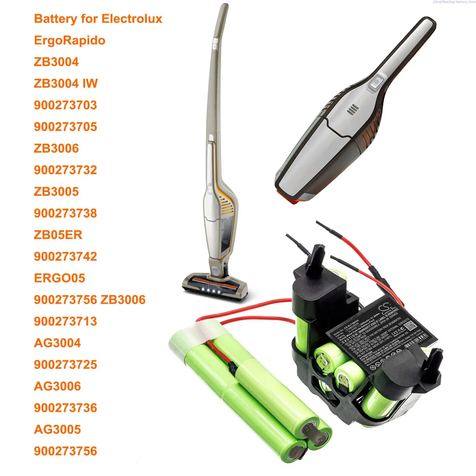 

Аккумулятор OrangeYu 1500 мАч для Electrolux ZB3006, ZB3005, ZB05ER, ERGO05, AG3004, AG3006, AG3005, 900273756, 900273736, 900273703
