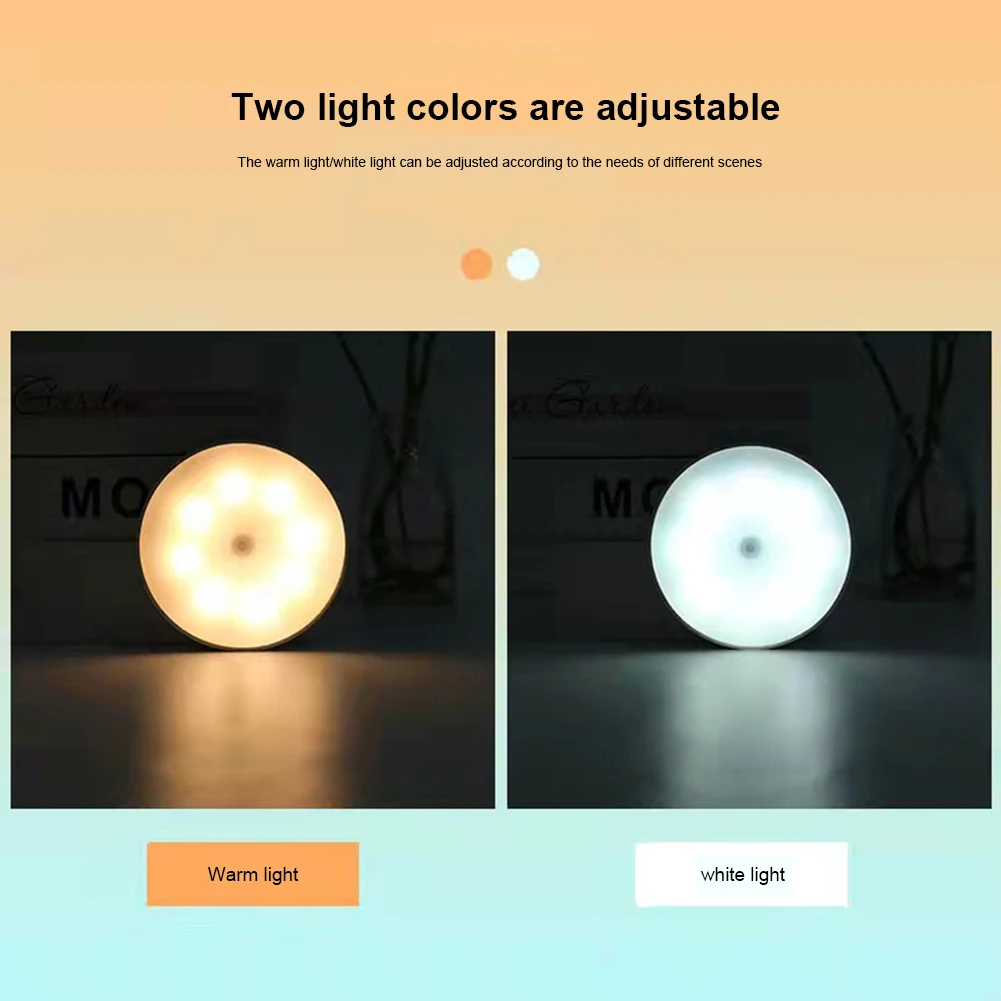 

LED Round Human Body Sensor Light Adjustable Wall Mounted Closet Lighting Durable Wardrobe Lamp Multipurpose for Home Decoration