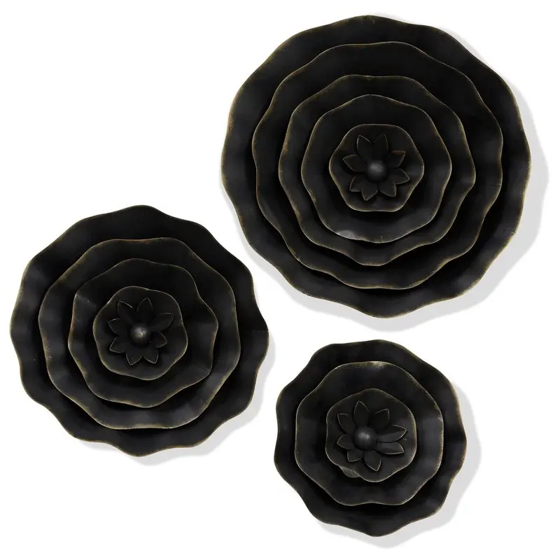 

Around And Around We Go - Metal Sculpture Wall Art - Black, Gold - Set of 3