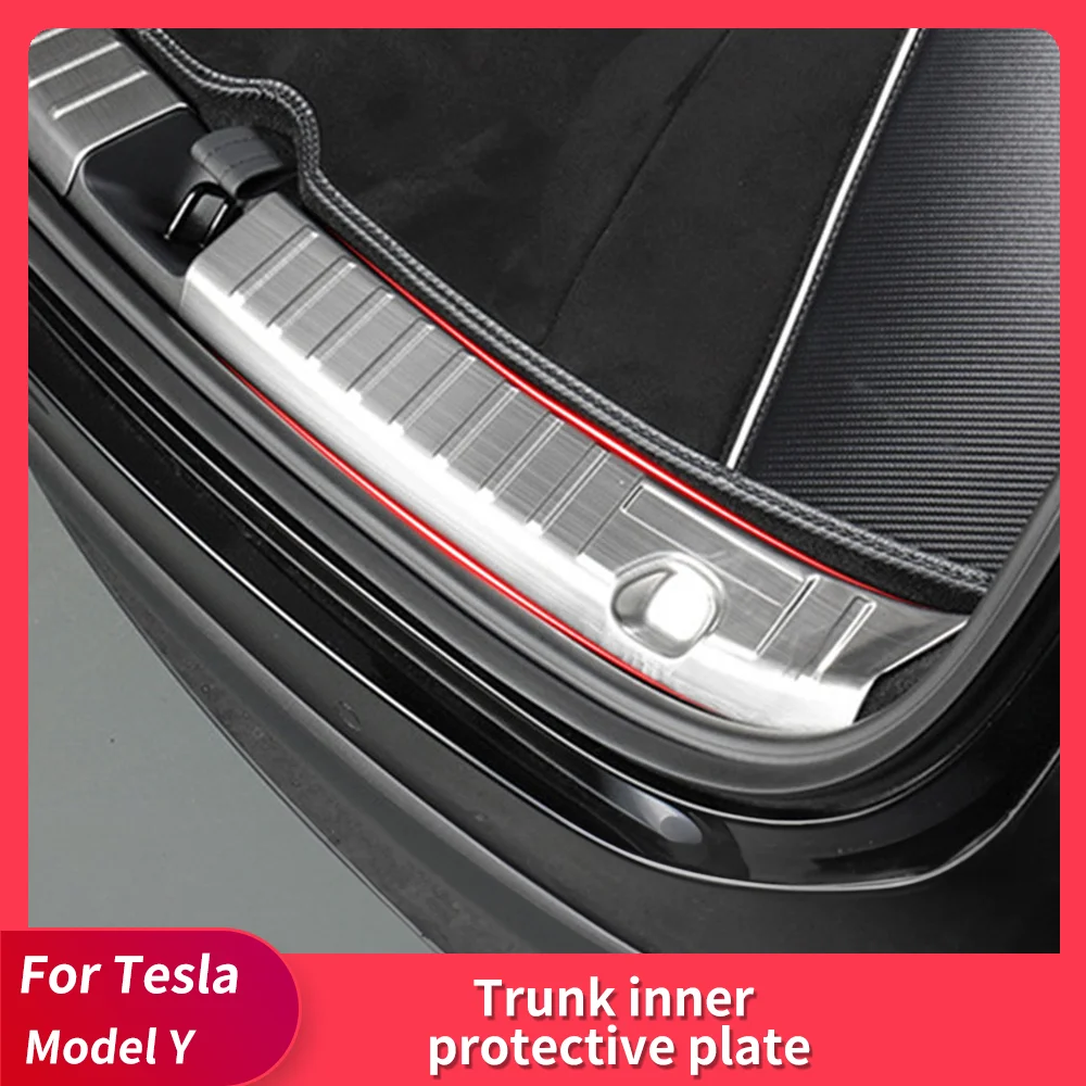 

Qtu 2Pcs/Set Car Trunk Sill Plate Rear Bumper Guard Cover Stainless Steel Scratch-proof Protector for Tesla Model Y Accessories