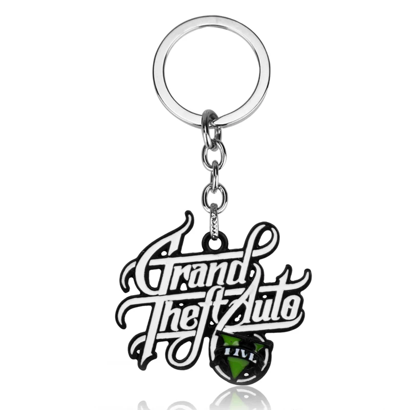 

Game PS4 Theme Enamel Pendant Keyrings Keychain GTA 5 Grand Theft Auto 5 Key Chain Rock Star Keychains Key Buckles Accessories