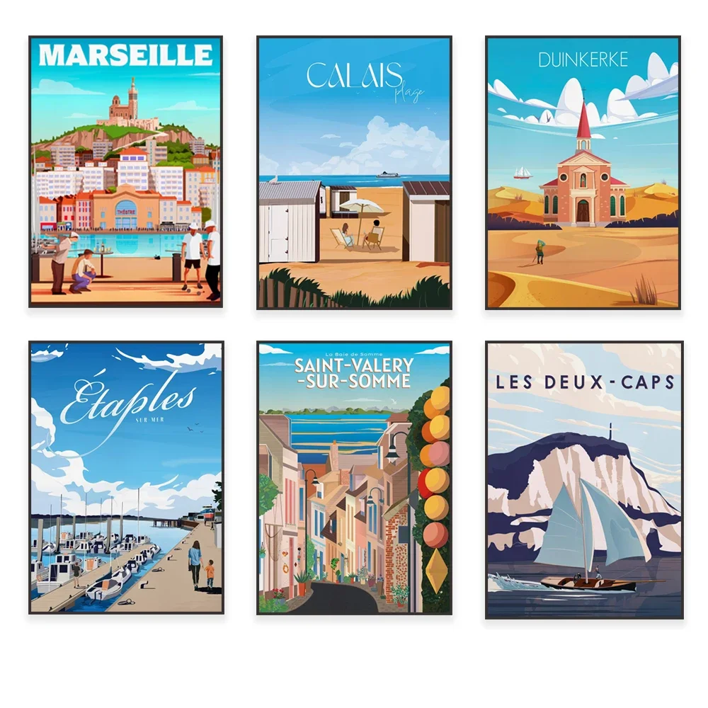 Boulogne-sur-Mer Mont Suomi-sur-Mer Saint-Valery-sur-Somme La Rochelle Wimereux Beach Марсель Graveline дорожный постер
