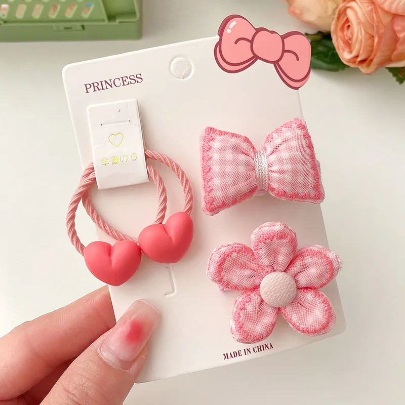 

1 Set Flower Barrettes Children Girls Sweet Bow Hairpins Hair Clip Fashion Headbands Hair Accessories Heart Hair Bands For Kid