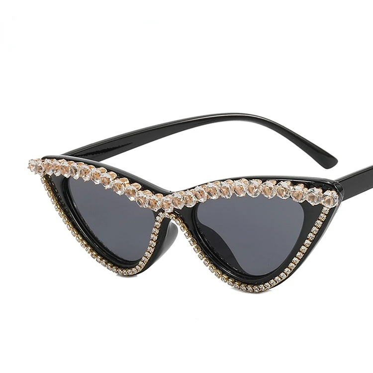 

Очки солнцезащитные женские винтажные, роскошные дизайнерские пикантные кошачьи солнечные очки с кристаллами и стразами в черной и розовой оправе