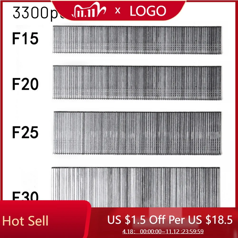 

15/25/20/30mm F15/F20/F25/F30 Straight Brad Nail Pins For Home Gardening 3300pcs For Woodworking Carbinet Holding