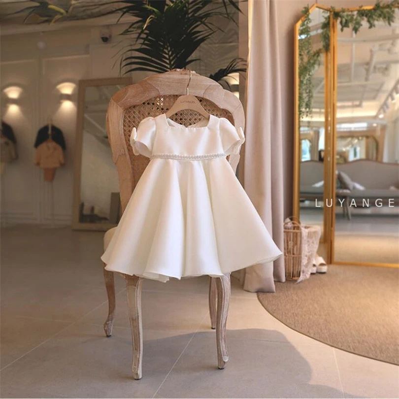 Baby Baptism Dress Princess Bridesmaid Kids Dress For Girls Elegant Bow Girls Dress For Party And Wedding Baby Christening Gown