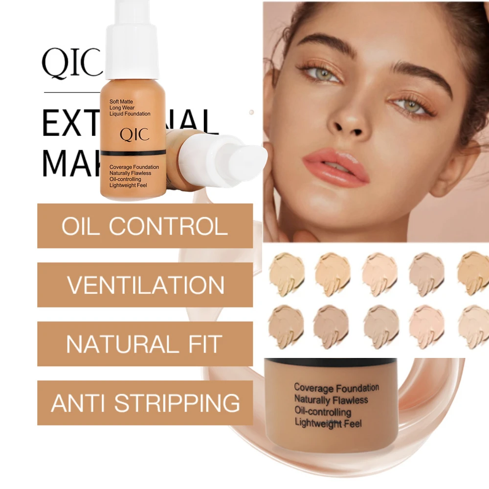 

QIC Concealer Liquid Foundation Professional Make-up Repairing Matte-wear Hose Foundation Lasting Makeup Cosmetics