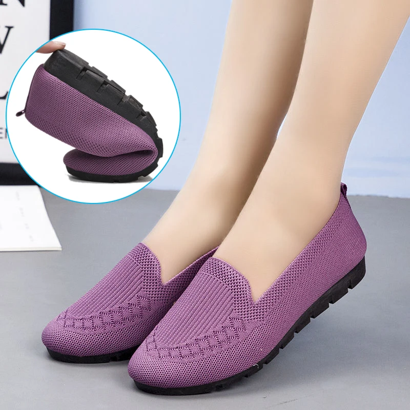 

Ladies Comfortable Flat Shoes Breathable Solid Color Soft Sole Flat Loafers for Comfortable Walking Experience