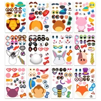 12pcsset stickers for kids early educational toy waterproof cartoon diy decoration self adhesive animal pattern sticker toys