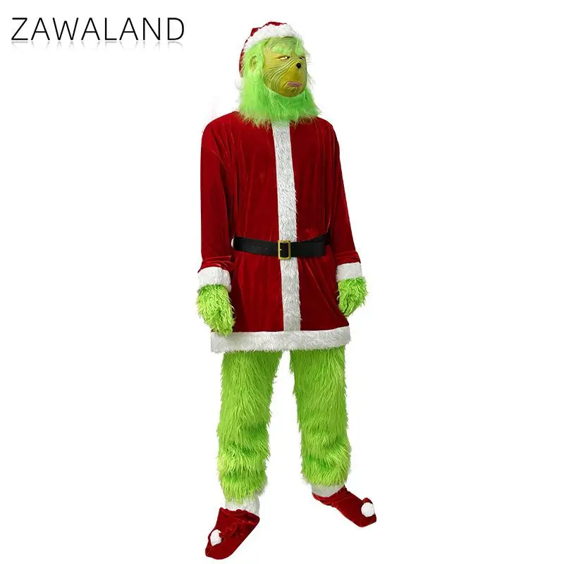 Zawaland Christams зеленый меховой костюм монстра необычная маскировочная одежда