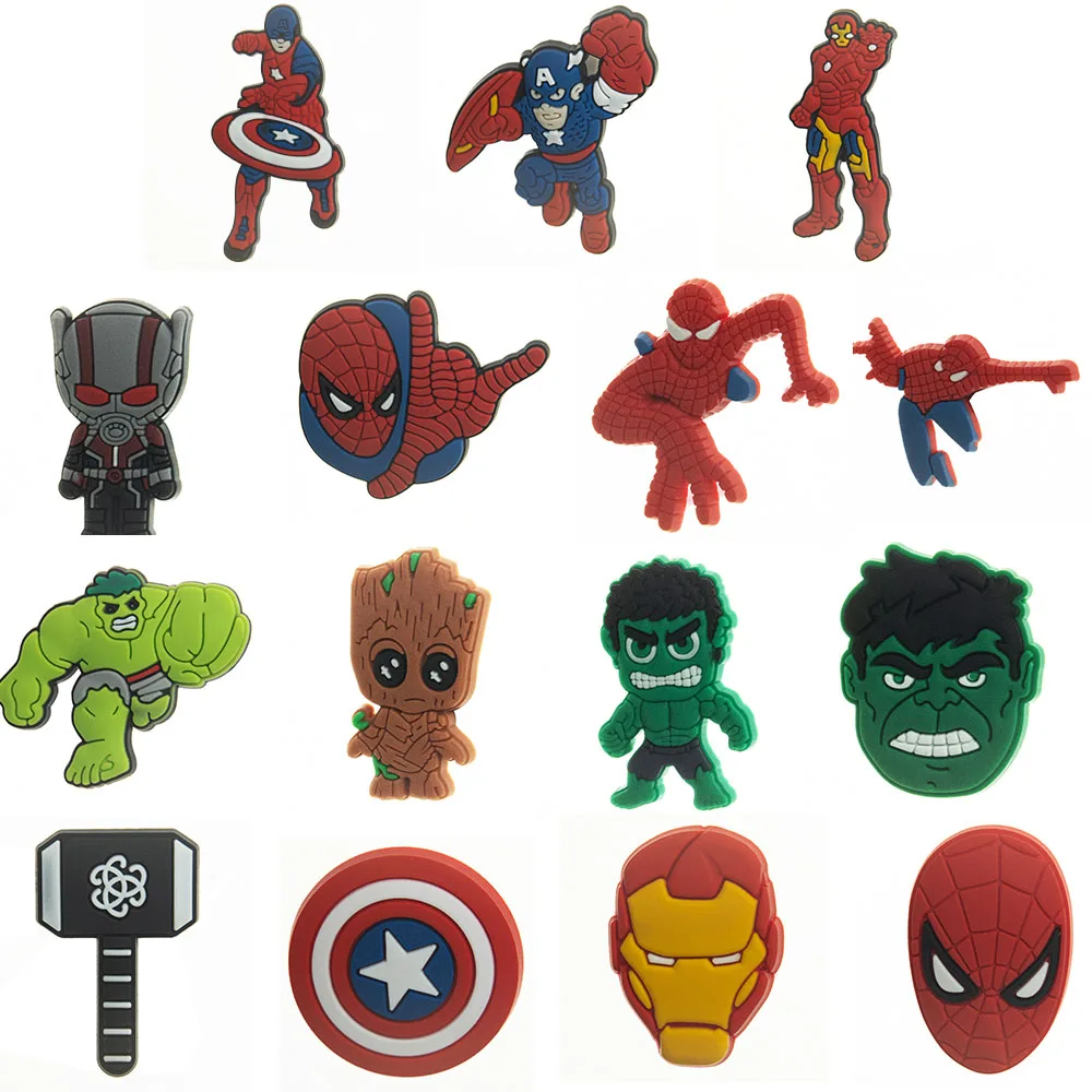 

17Styles Cool Super Hero for Crocs Charms shoes Charm DIY Shoe Decoration Accessories Mens Clogs Garden Shoes Decor Gifts