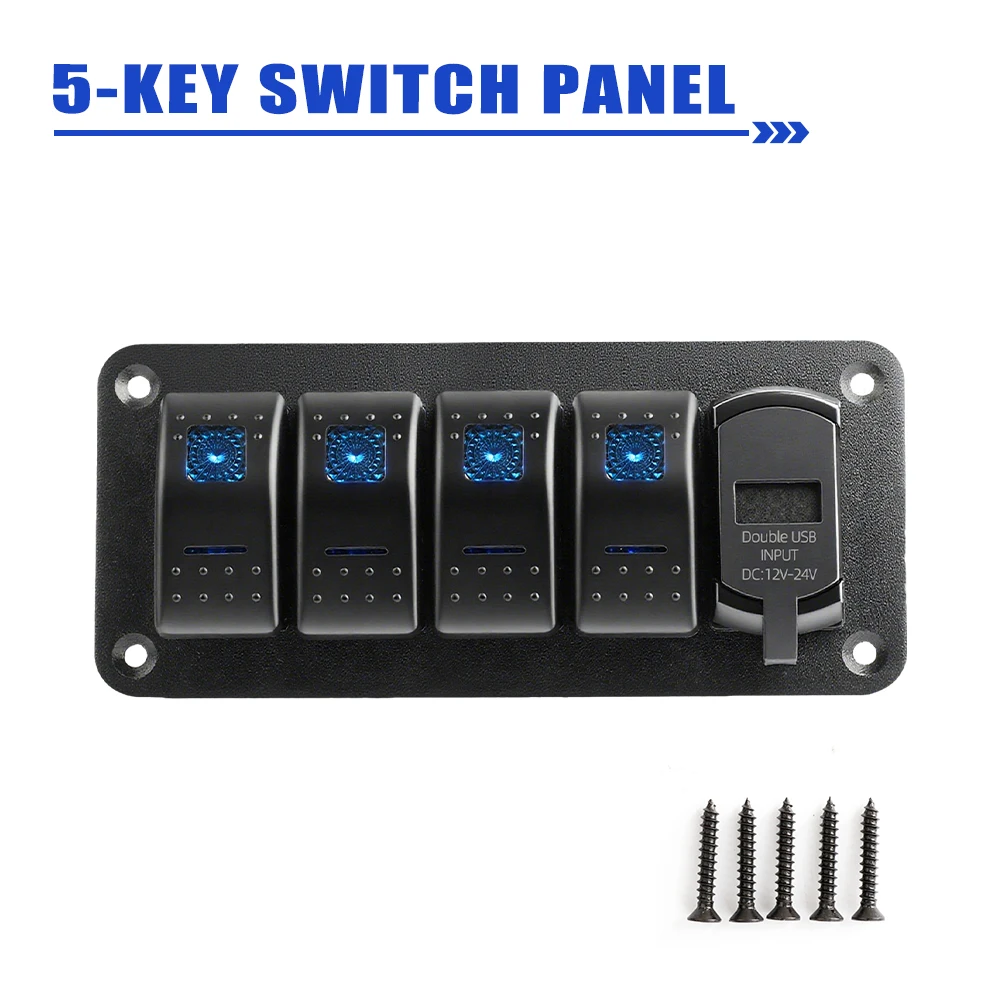 

Панель Управления HAOLIDE 12В/24В С 4 Кнопками, Двойным USB-портом И Цифровым Вольтметром, Водонепроницаемая, Для Автомобилей