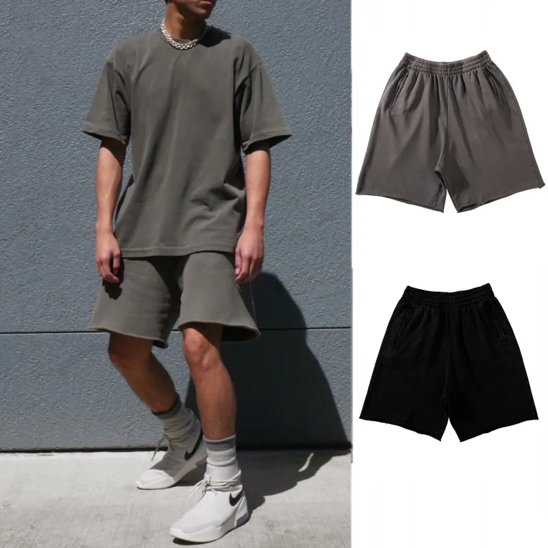 Heavyweight KANYE WEST coconut SEASON 6 grandpa washed old yeezy shorts men's high street non-FOG