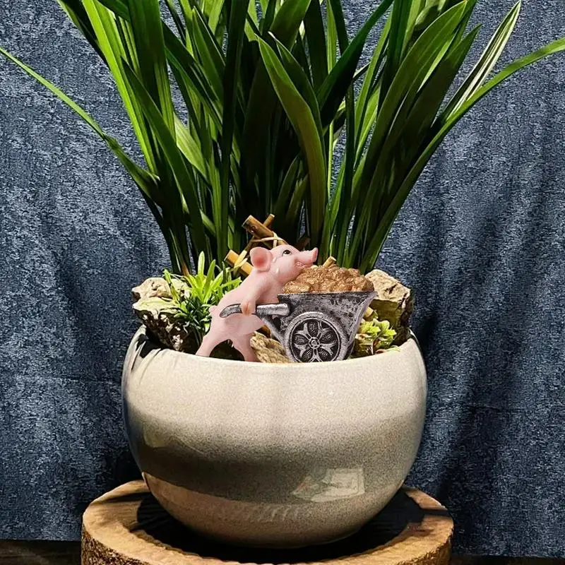 Смола Животные Мультяшные Толкающая Тележка Фигурка Художественное Ремесло