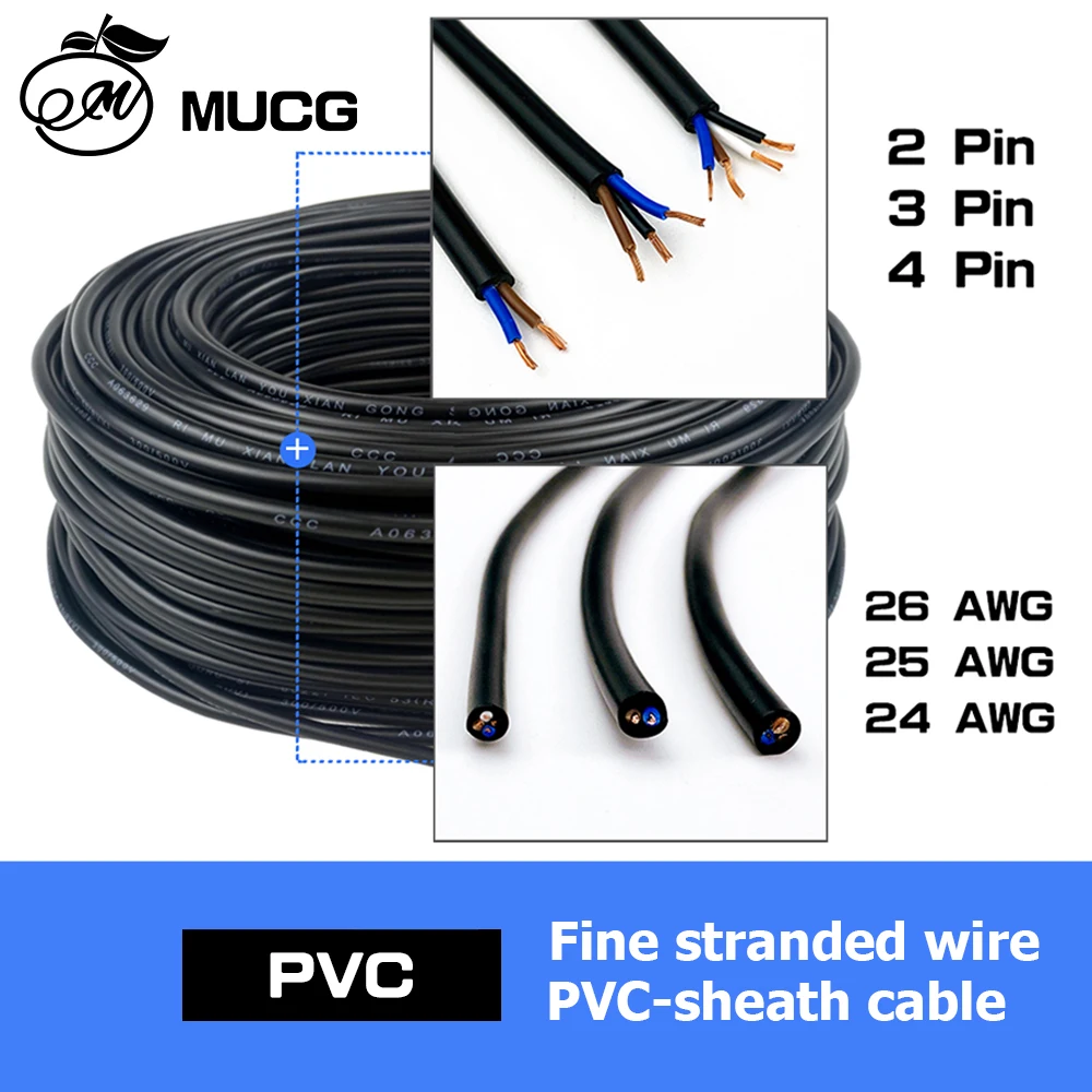 Электрические провода, 2-контактный кабель, 3 4-жильный медный провод, светодиодная подсветильник ка, оболочка, электрические кабели 26awg 25awg ...
