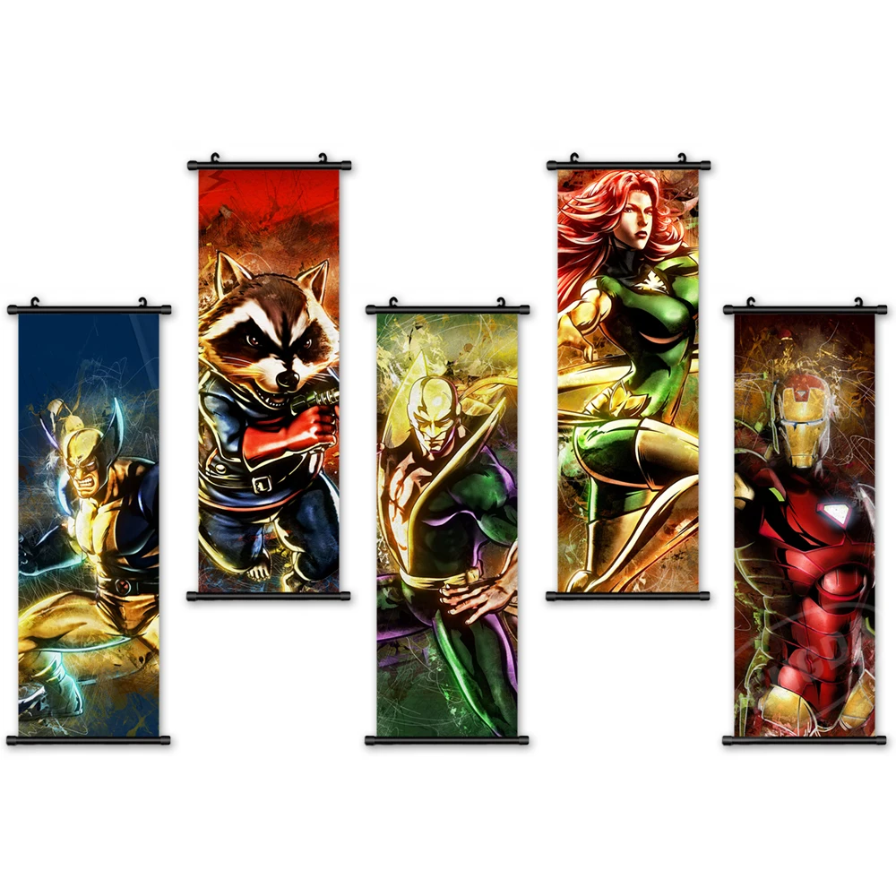 

Marvel Wall Art Plastic Scroll The Avengers Hanging Movie Painting Canvas Iron Man Poster Picture Prints Home Decor Kids Room
