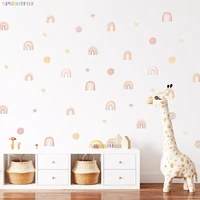 cartoon boho rainbow wall sticker for baby room children room cute polka dot stars nursery stickers home decoration