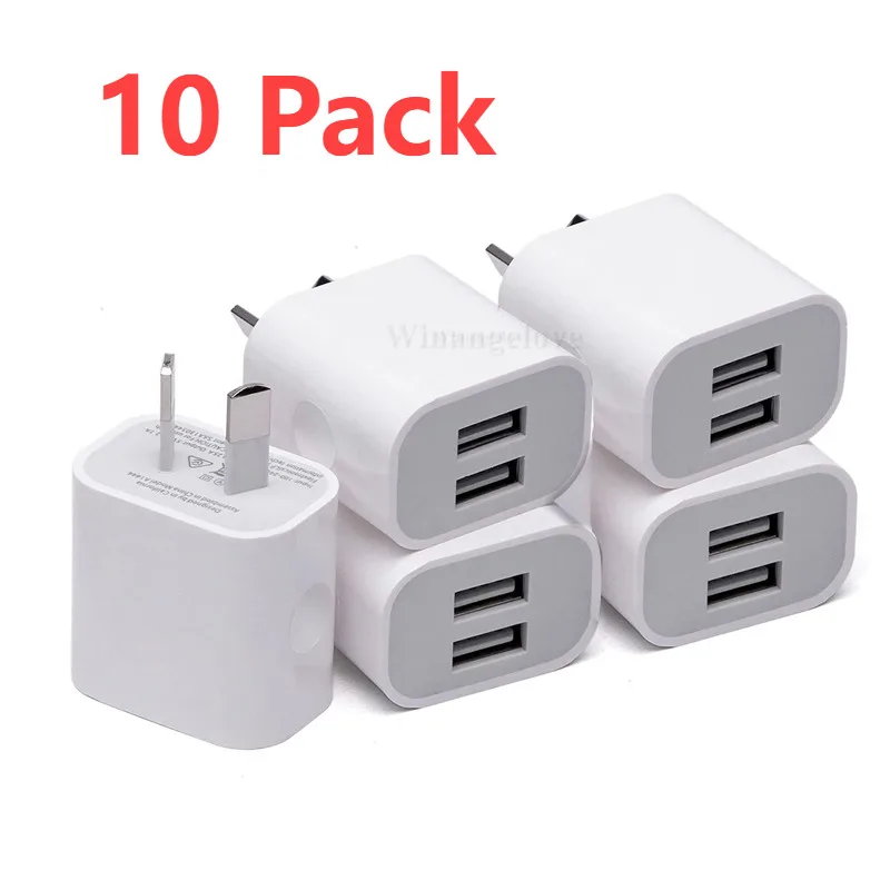 

10 шт. универсальная дорожная 5В 2A двойная USB настенная стандартная розетка для зарядки телефона австралийский стандарт