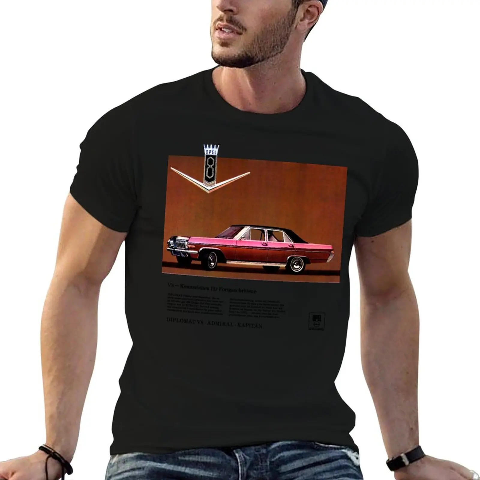Фото Футболка DIPLOMAT V8 / KAPITAN / ADMIRAL - ADVERT T-Shirt, мужская футболка из 100% хлопка, забавная футболка с графическим рисунком №1