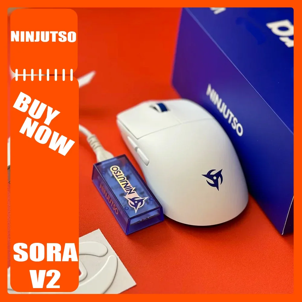 Беспроводная мышь Ninjutso Sora V2 8k PAW3395 Датчик Двухрежимная игровая FPS Легкая для