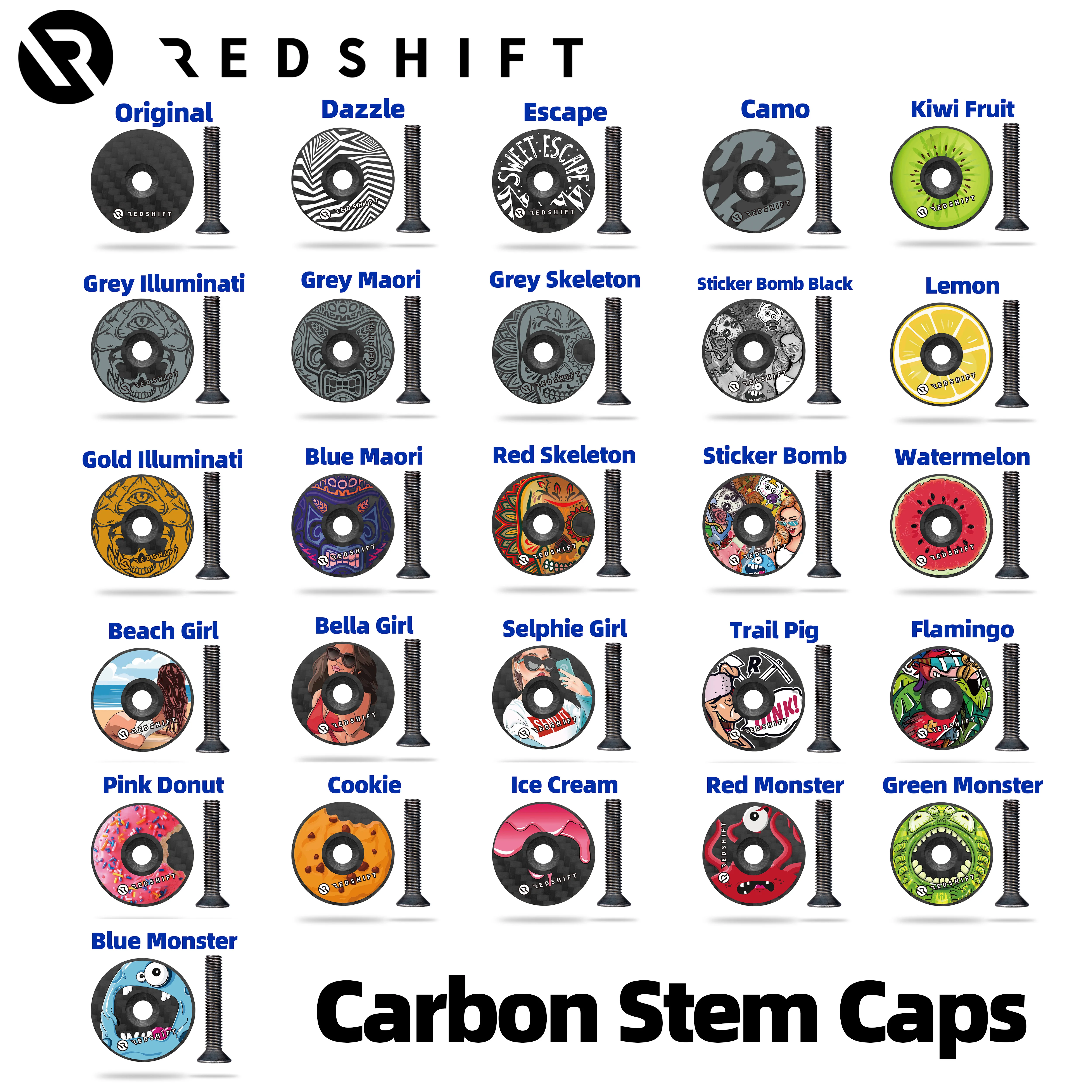 

Redshift Superlight Carbon Headset Stem Caps Bike Stem 28.6mm 1 1/8" Steerer Fork Tube Headset Cap for MTB Bike Road Bicycle