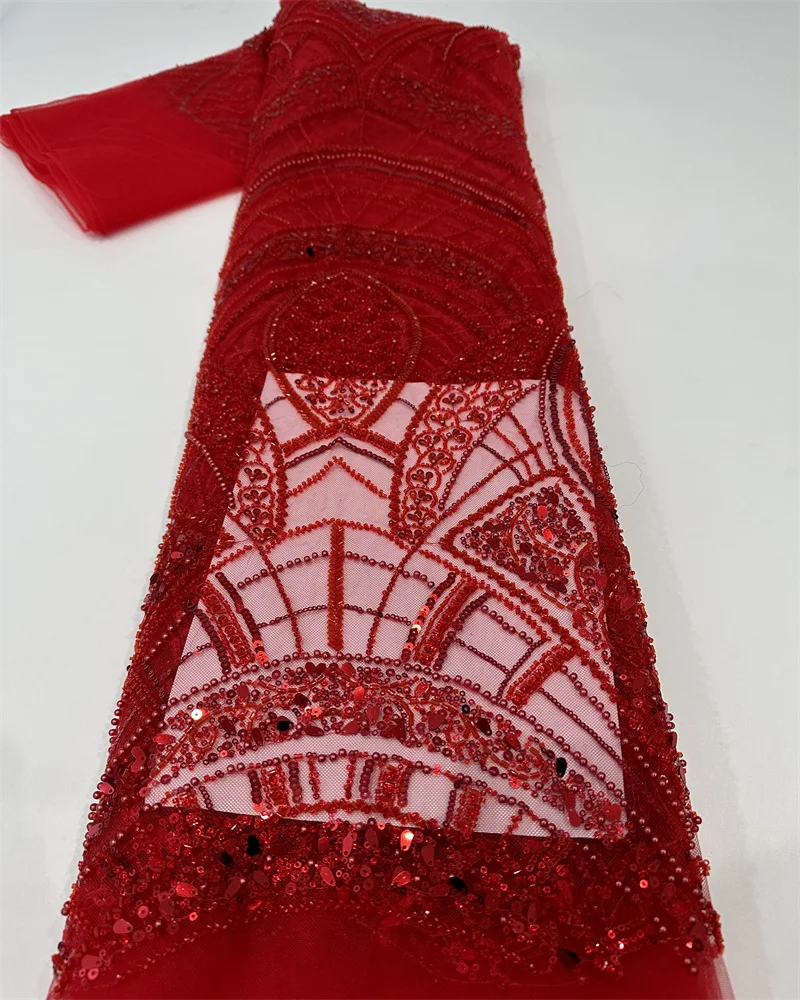 Элегантная французская вышивка тяжелая сетка из бисера кружевная ткань 2024