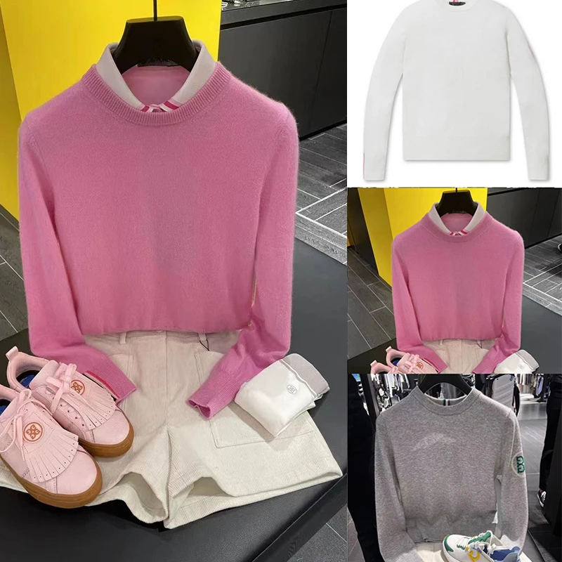 

Autumn/Winter Golf Shirts Women's Knitted Sweater Round Neck Long Sleeved Golf Top Soft Touch Sweater
