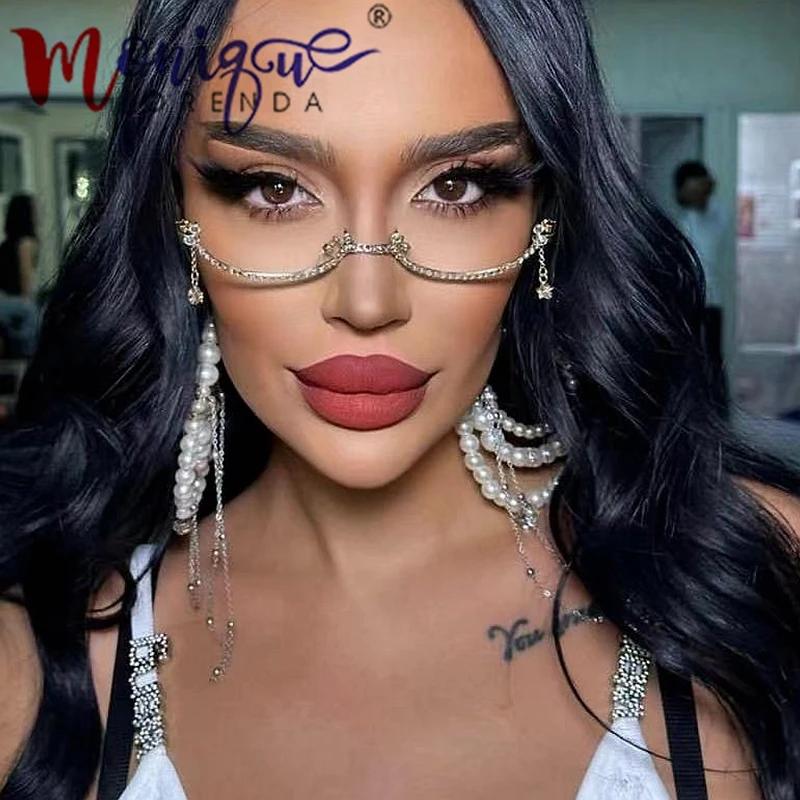 

Vintage No Lens Women Eyeglasses Frame Diamond Decoration Party Eyewear Womens Accessories