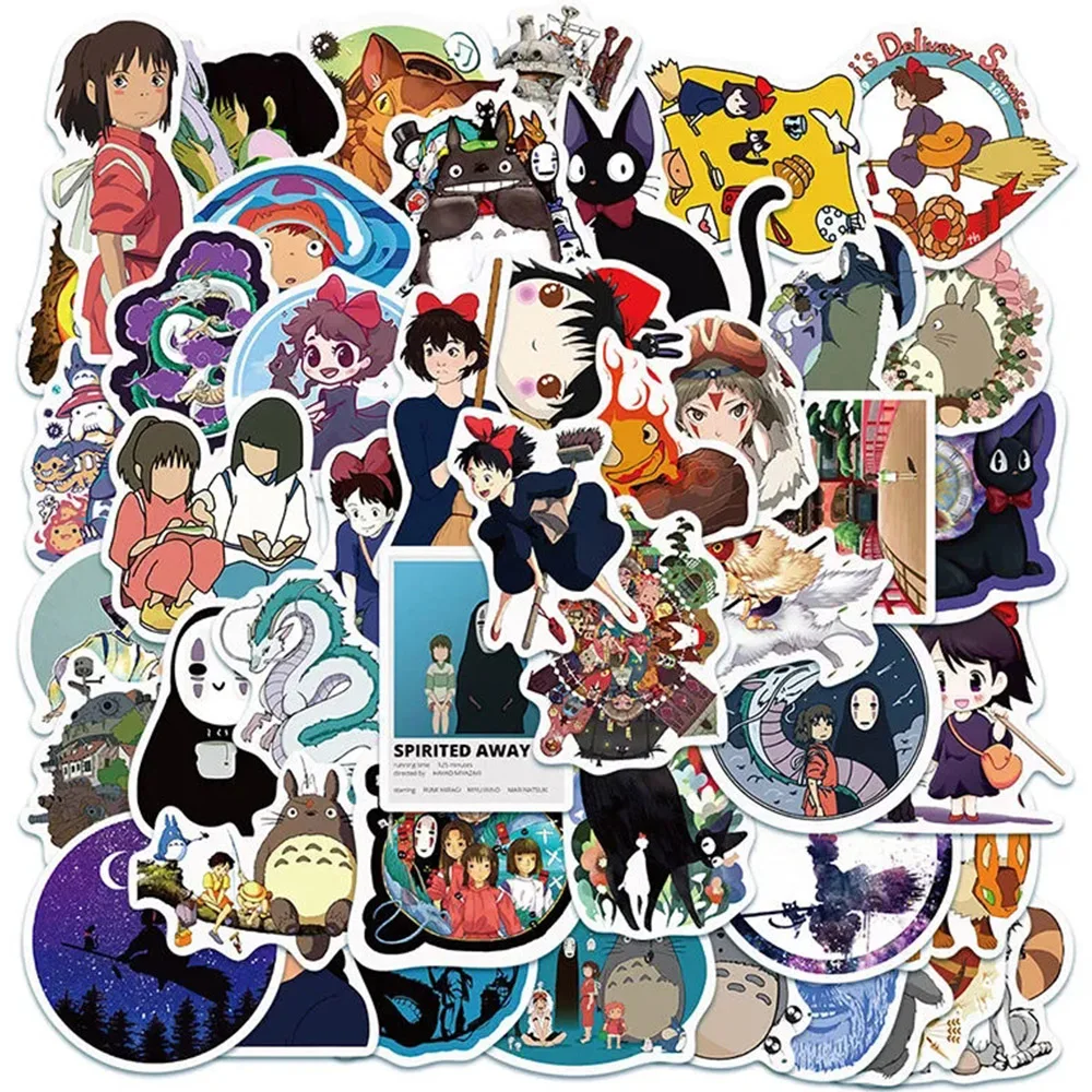 

10/30/50/100pcs Japanese Anime Stickers Ghibli Hayao Miyazaki Totoro Spirited Away Princess Mononoke KiKi Stationery Sticker