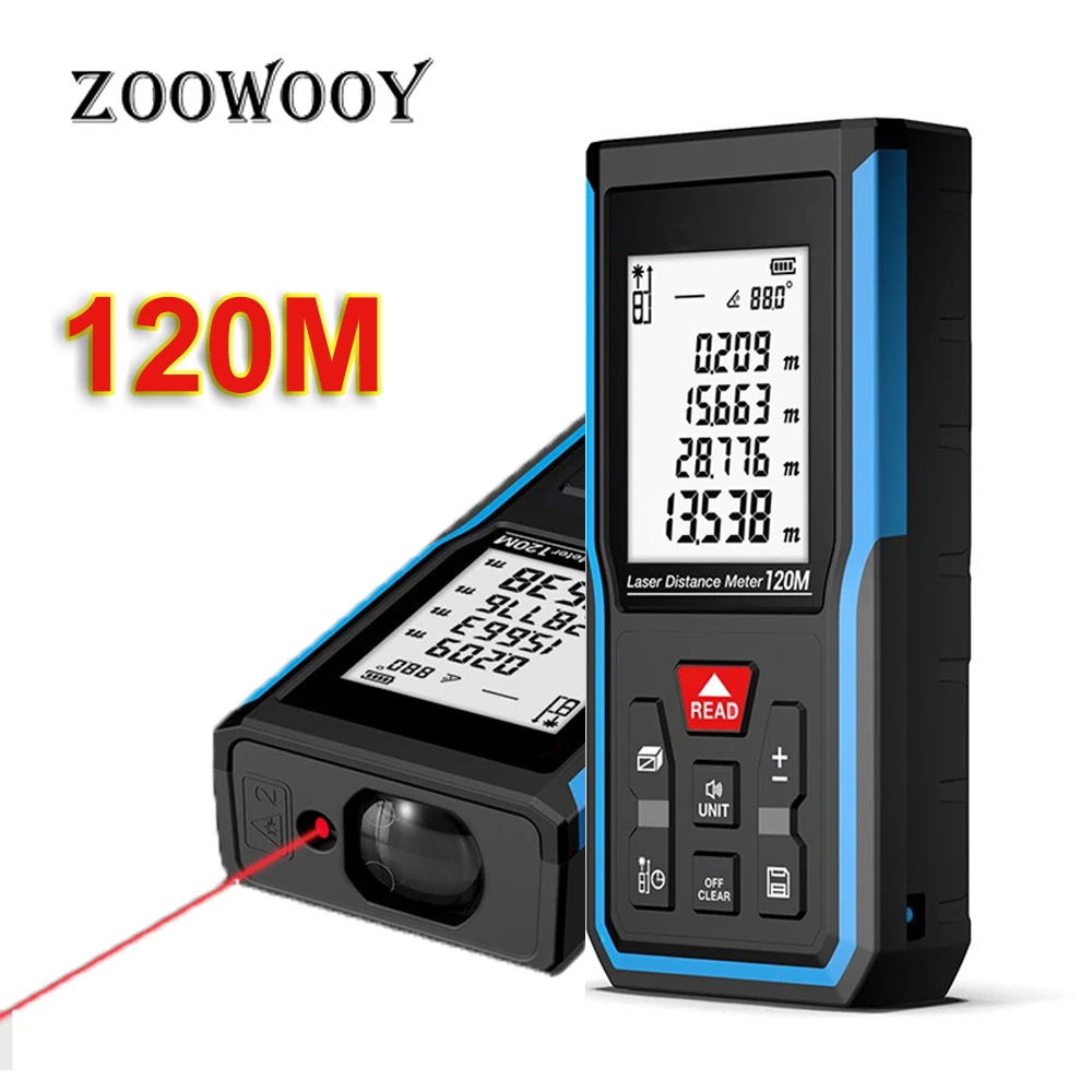 

ZOOWOOY laser distance meter 50M 70M 100M 120M rangefinder trena laser tape range finder build measure device ruler test tool