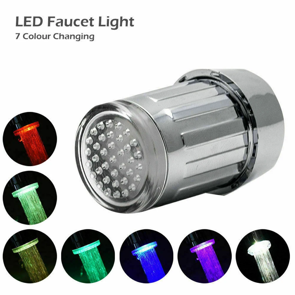

Faucet Nozzle LED Light Water Glow Faucet Tap 7 Colors Water Tap Faucet Diverter Valve Adapter Connector Color Changing Faucet