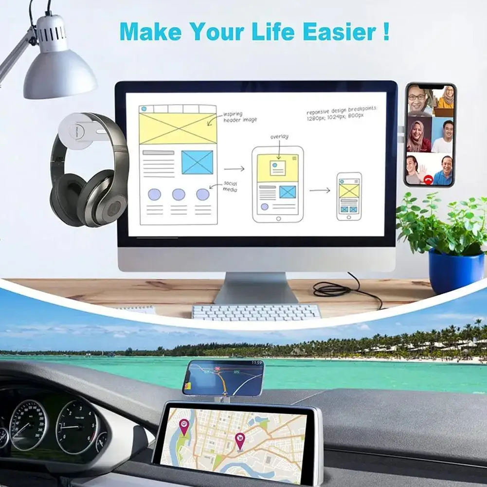 

New TElescopic Car Phone Holder Mount 180 Degree Rotating Magnetic Monitor Bracket Aluminum Alloy For MacBook/iPhone 12 13 14