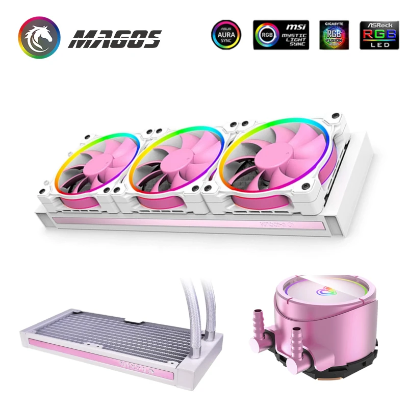 

PINKFLOW 360 AIO 3 in 1 CPU Cooler 5V ARGB Fan 360mm Radiator support Intel 1200/115X/2066, AMD TR4/AM4,Water Cooling system