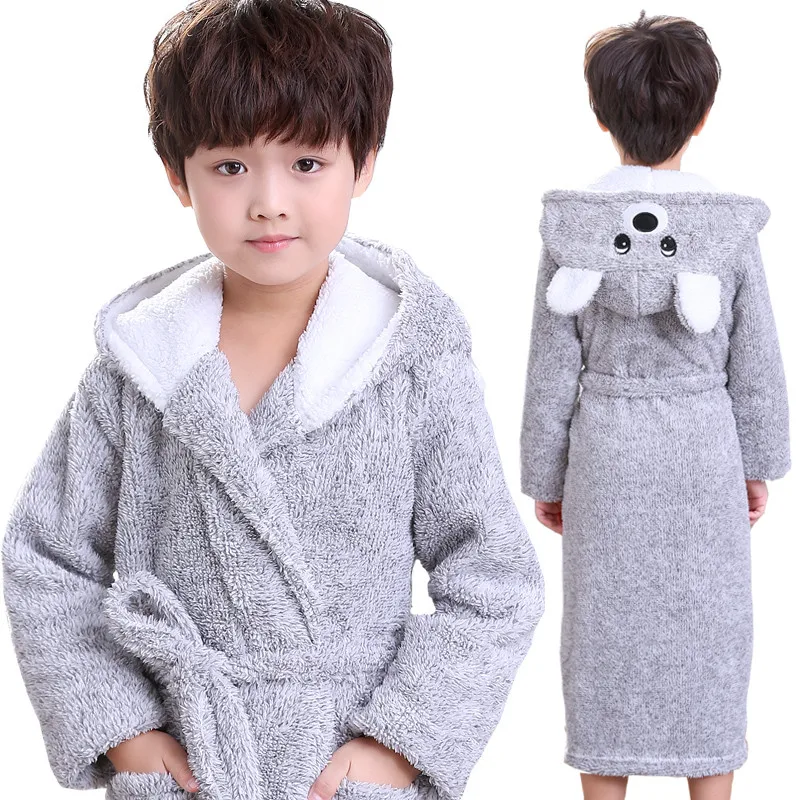 

Boys 3-12years Soft Bedroom Clothes Child Animal Bathrobe Kids Bear Flannel Bathrobe Home Robe For Nightwear Cosplay Girls