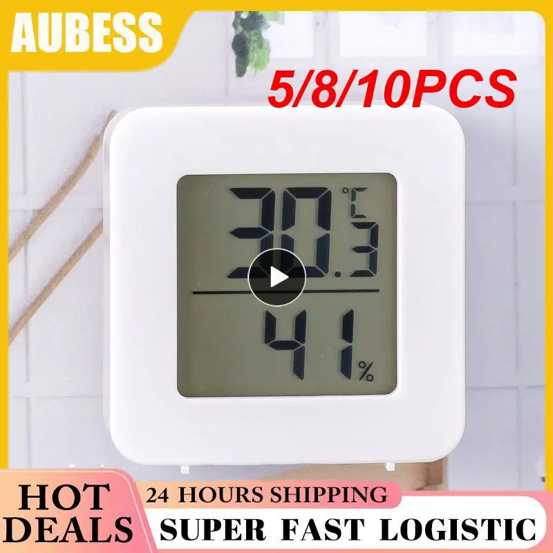 

5/8/10PCS White Thermohygrometer Electronic Temperature Humidity Meter Indoor Digital Home Accessories Tools