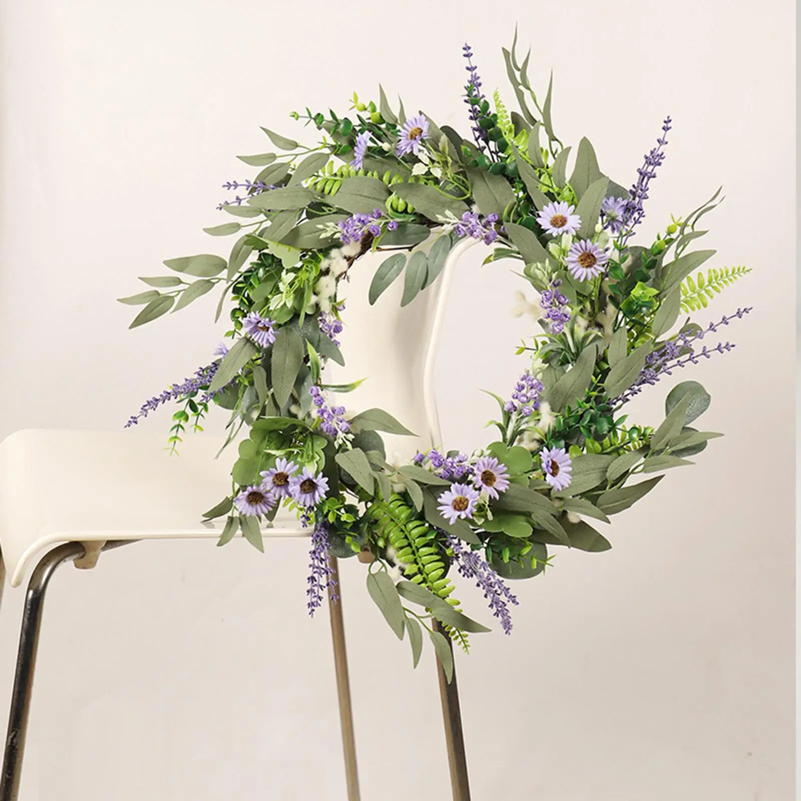 

20in Daisy Lavender Wreath Farmhouse Garland Front Door Hanging Home Decor
