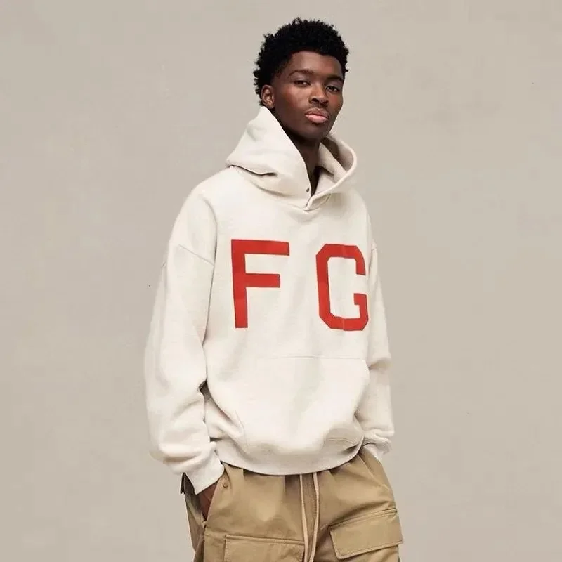 

ESSENTIALS Hoodies Sweatshirts Oversized Brand FG Flocked Letters Printing Hoodie Fashion Hip Hop Streetwear Sweatshirt Pullover
