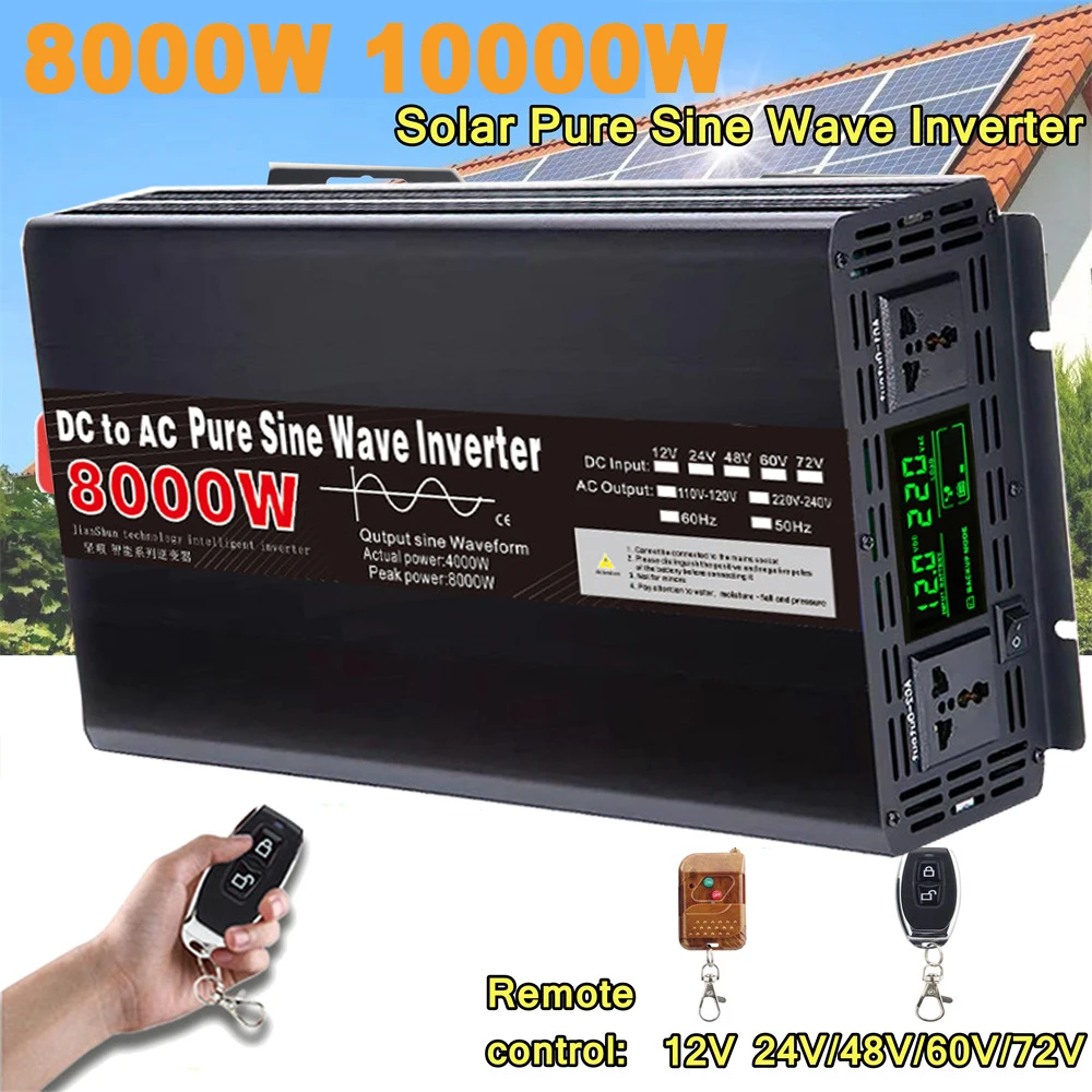 Инвертор немодулированного синусоидального сигнала, преобразователь напряжения 12 В/24 В переменного тока 220 В 110 В 50 Гц/60 Гц 5000 Вт 8000 Вт 10000 Вт, автомобильный трансформатор 5 кВт 8 кВт 10 кВт