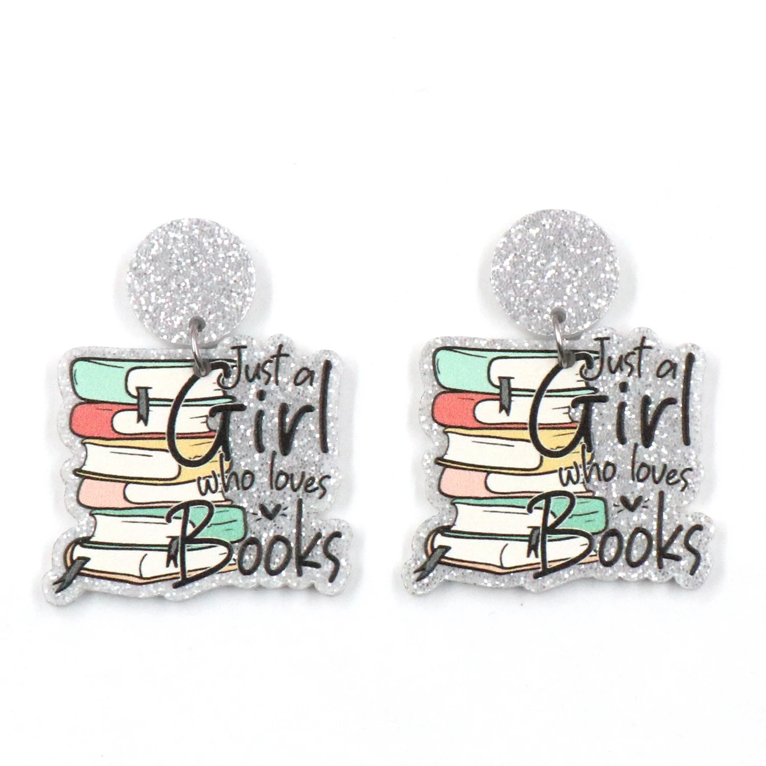 1 пара, новый продукт CN Drop Just a Girl, которая любит книги, модный подарок учителю, акриловые серьги, ювелирные изделия для женщин