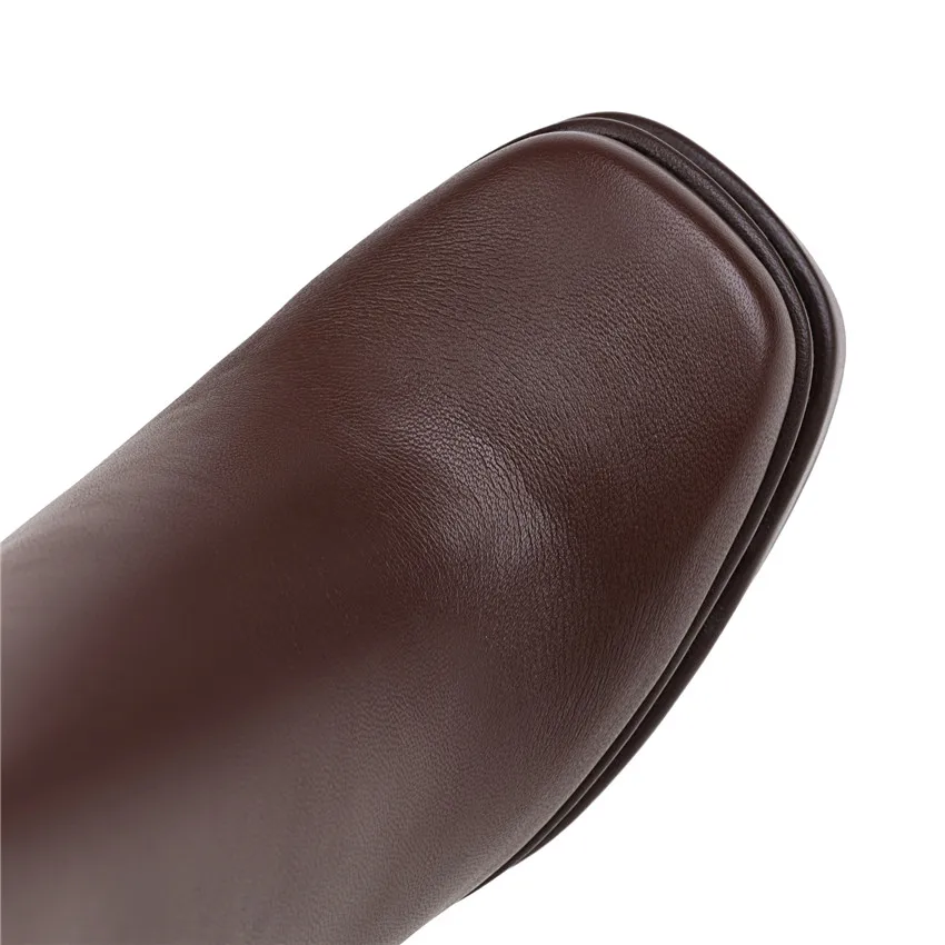 Winter Party Dress Ladies Platform Ankle Boots Black Microfiber Super High Chunky Heel Women Square Toe Zipper Plush Ankle Boots