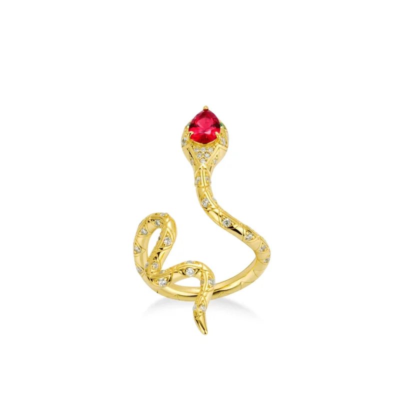 Кольцо BELLUX из серебра 925 с цирконом и рубином