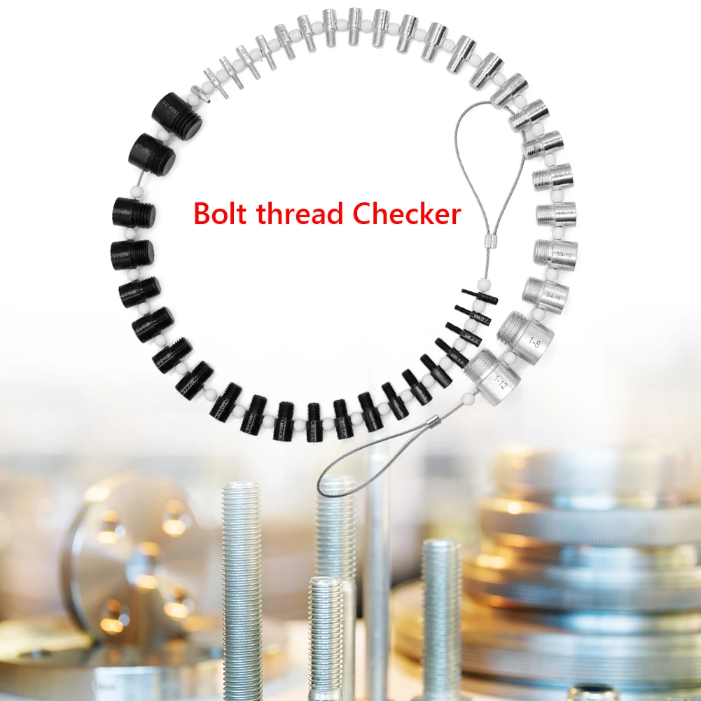 

Nut Bolt Thread Checker with Hanging Loop Thread Tester Bolt 44 Male/Female Gauges 23 Inch & 21 Metric Sizes Measuring Tools Kit