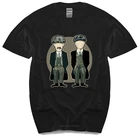 Футболка мужская черная с вырезом лодочкой, тенниска из хлопка с принтом копающая блина, повседневная майка европейского размера