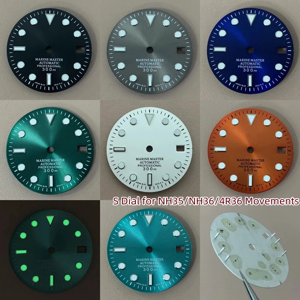 

29mm Watch Dial Modified Watch Accessories Sun Pattern Literal No/Single Calendar Bright Color Dial for NH35/NH36/4R36 Movements