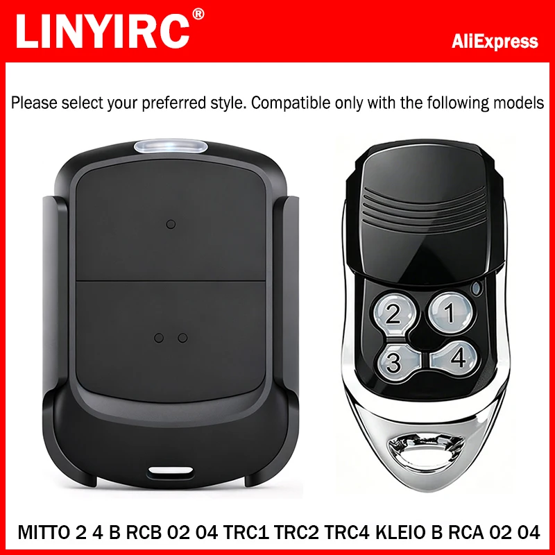 Фото MITTO2 MITTO4 MITTO 2 4 B RCB 02 04 RCB02 RCB04 KLEIO B RCA TRC1 TRC2 TRC4 Пульт дистанционного управления для гаражных ворот 433.92МГц, с плавающим кодом №2