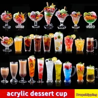 1pcs acrylic dessert cups 90 580ml reusable yogurt mousses mini ice cream fruit juice beer cups tableware party wedding supplies