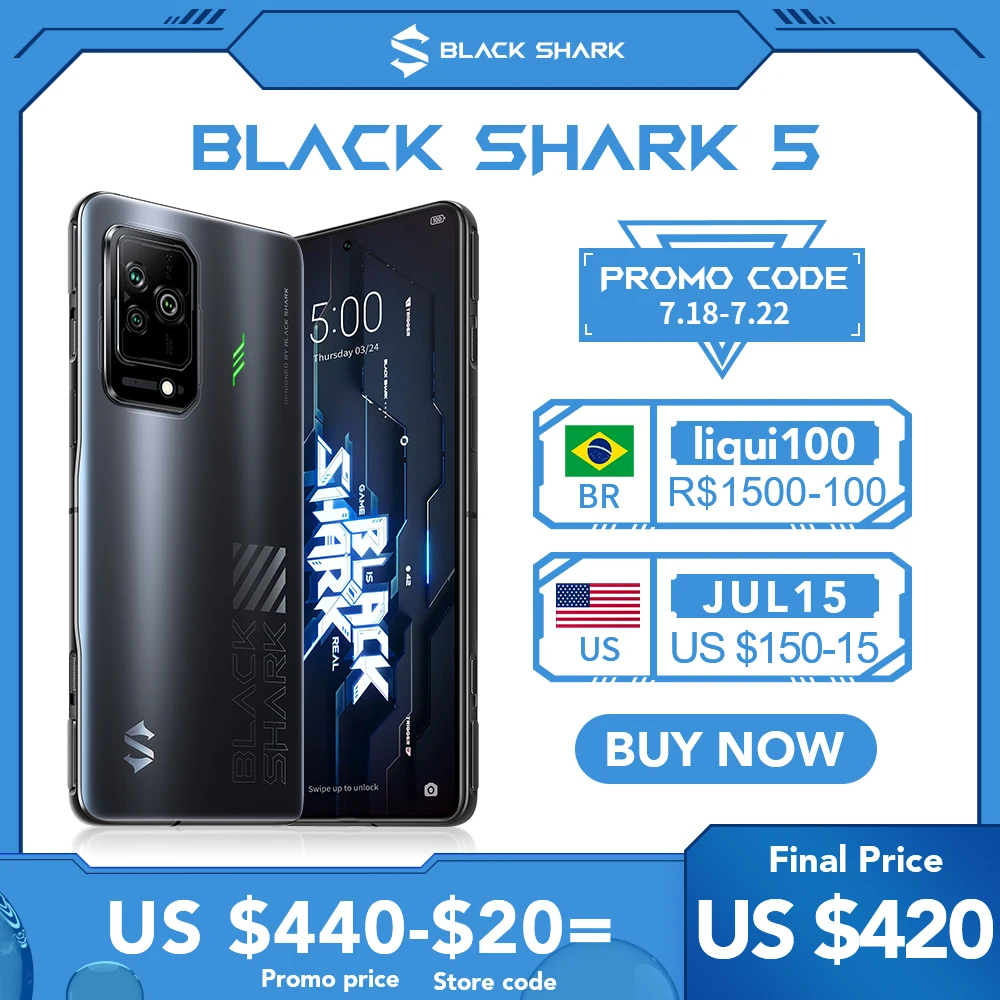 [World Premiere] Black Shark 5 In Stock Global Version 5G Cellphone 120W Fast Charge 144Hz Celular Magnetic Pop-up Triggers